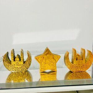 Islamic Resin Decor Set – Crescent Moon & Mosque, Star, and Mosque Sculptures
